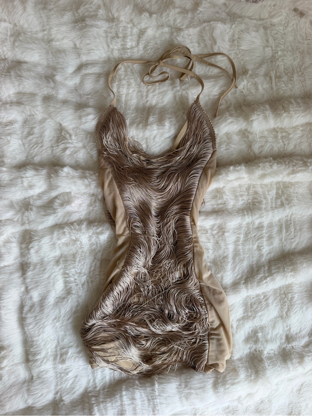 White Fox Fringe Dress